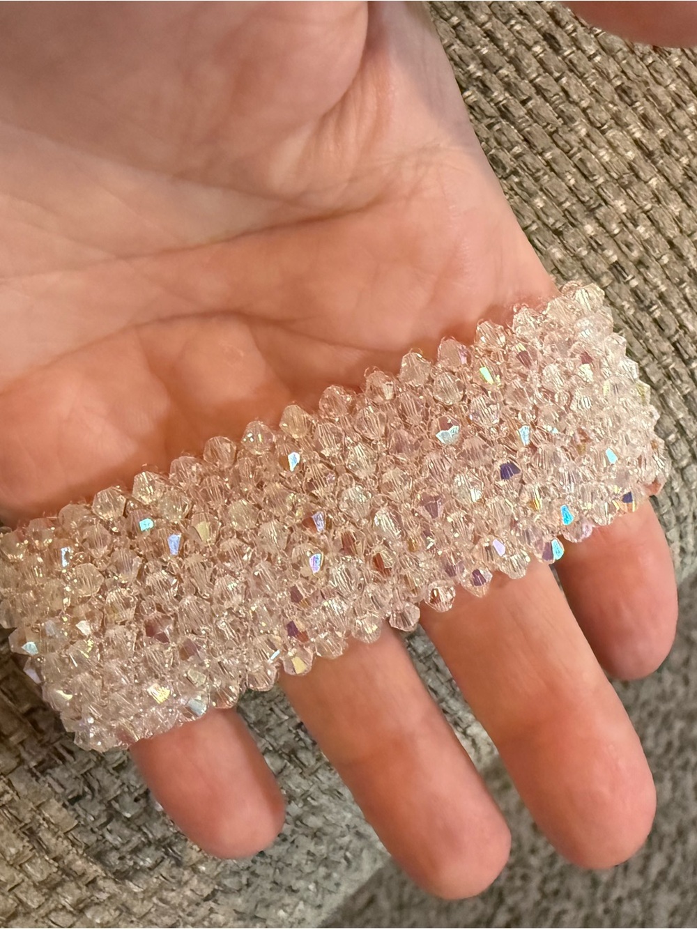 Crystal Beaded Stretch Bracelet - Pink
